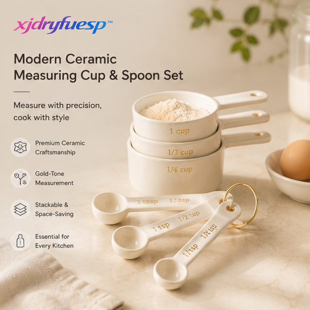 xjdryfuesp™ Modern Ceramic Measuring Cup & Spoon Set