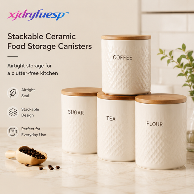 xjdryfuesp™ Stackable Ceramic Food Storage Canisters